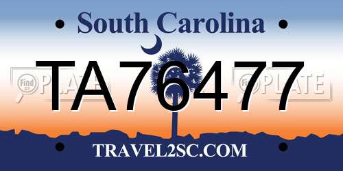 TA76477 South Carolina License Plate