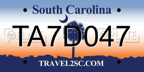 TA7D047 South Carolina License Plate