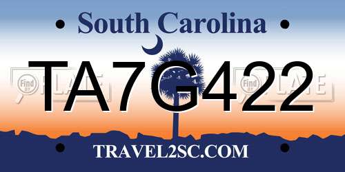 TA7G422 South Carolina License Plate