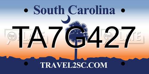 TA7G427 South Carolina License Plate
