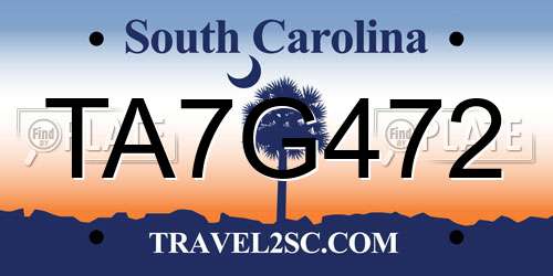 TA7G472 South Carolina License Plate