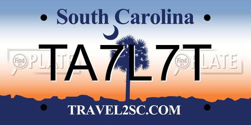 TA7L7T South Carolina License Plate