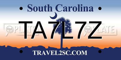 TA7L7Z South Carolina License Plate