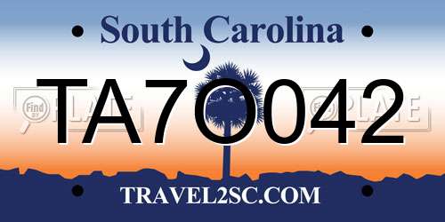 TA7O042 South Carolina License Plate
