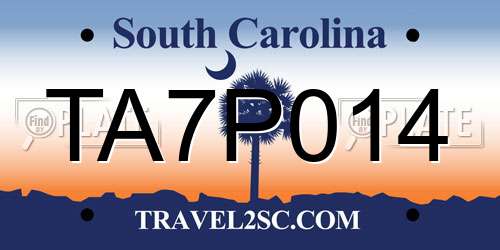 TA7P014 South Carolina License Plate