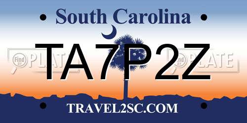 TA7P2Z South Carolina License Plate