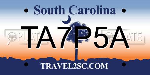 TA7P5A South Carolina License Plate
