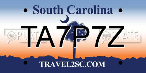 TA7P7Z South Carolina License Plate