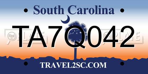 TA7Q042 South Carolina License Plate
