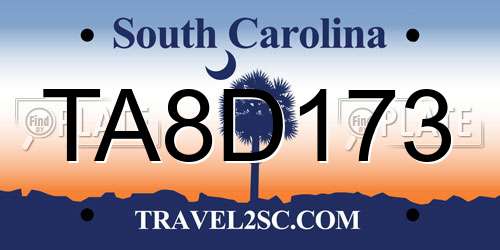 TA8D173 South Carolina License Plate