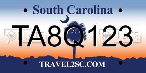 TA8Q123 South Carolina License Plate