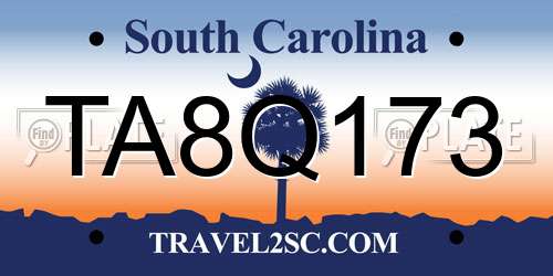 TA8Q173 South Carolina License Plate