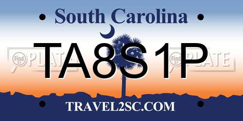 TA8S1P South Carolina License Plate