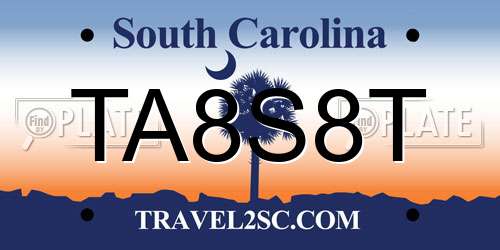 TA8S8T South Carolina License Plate