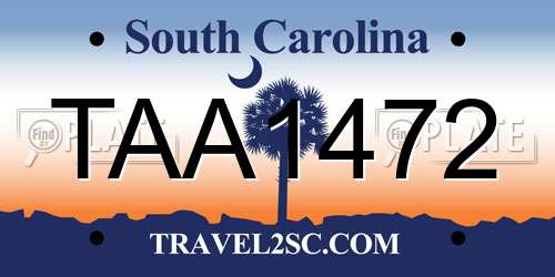 TAA1472 South Carolina License Plate