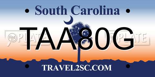 TAA80G South Carolina License Plate