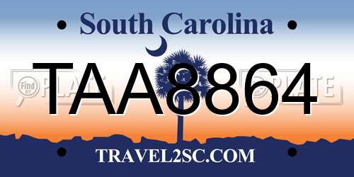 TAA8864 South Carolina License Plate