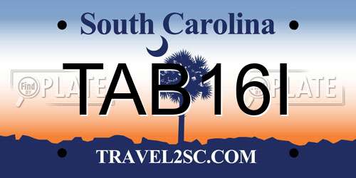 TAB16I South Carolina License Plate