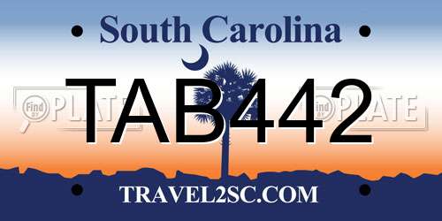 TAB442 South Carolina License Plate