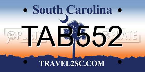 TAB552 South Carolina License Plate