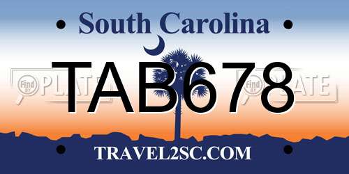 TAB678 South Carolina License Plate