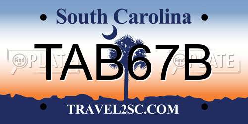 TAB67B South Carolina License Plate