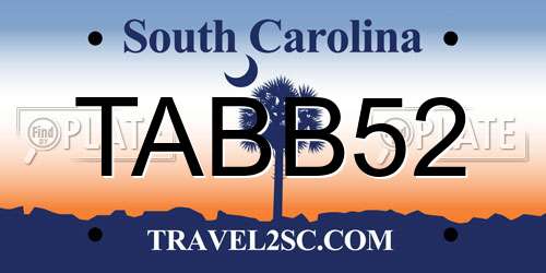 TABB52 South Carolina License Plate