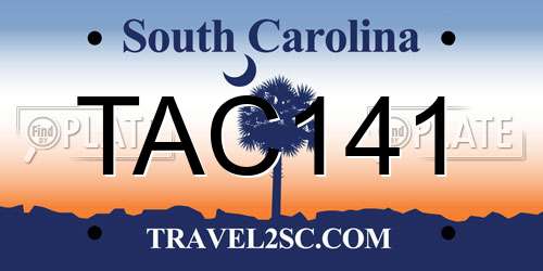 TAC141 South Carolina License Plate