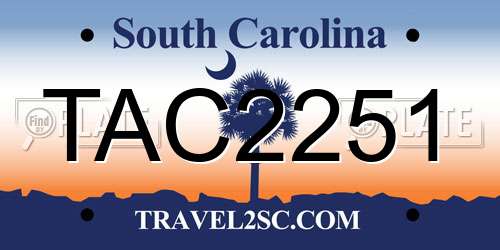 TAC2251 South Carolina License Plate