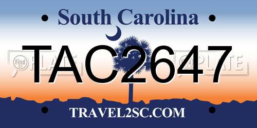 TAC2647 South Carolina License Plate