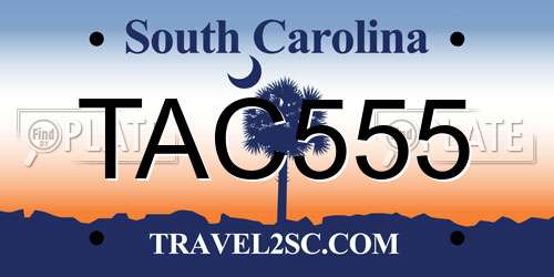 TAC555 South Carolina License Plate