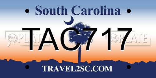TAC717 South Carolina License Plate