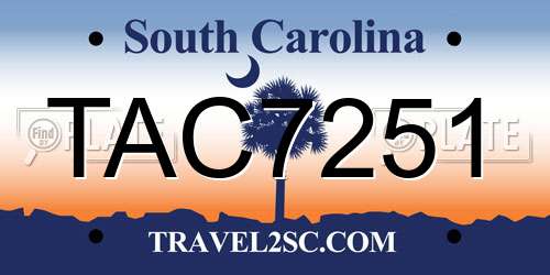 TAC7251 South Carolina License Plate