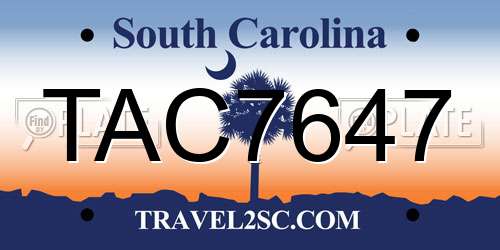 TAC7647 South Carolina License Plate