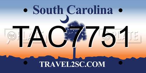 TAC7751 South Carolina License Plate