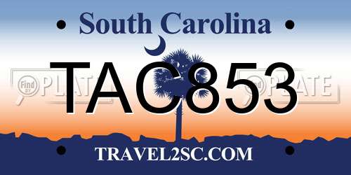 TAC853 South Carolina License Plate