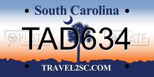 TAD634 South Carolina License Plate