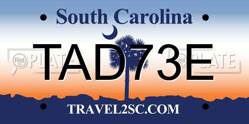 TAD73E South Carolina License Plate