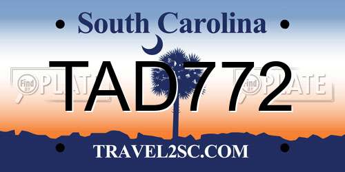 TAD772 South Carolina License Plate