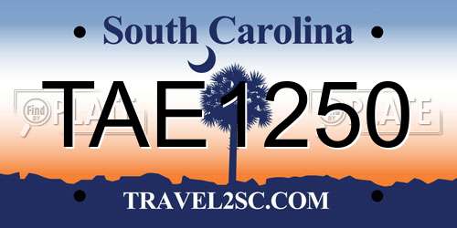 TAE1250 South Carolina License Plate