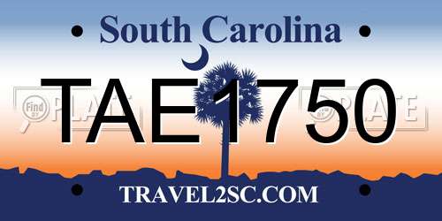 TAE1750 South Carolina License Plate