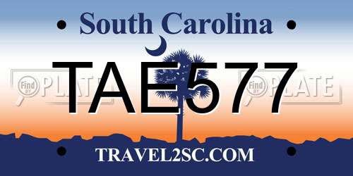 TAE577 South Carolina License Plate
