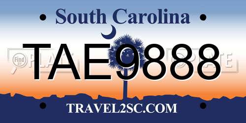 TAE9888 South Carolina License Plate