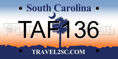 TAF136 South Carolina License Plate