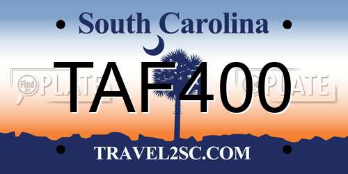 TAF400 South Carolina License Plate