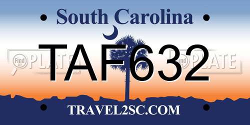 TAF632 South Carolina License Plate