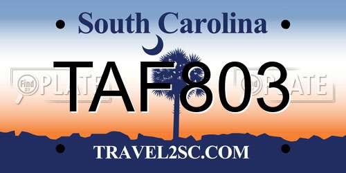 TAF803 South Carolina License Plate
