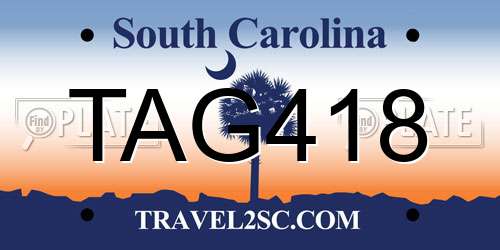 TAG418 South Carolina License Plate