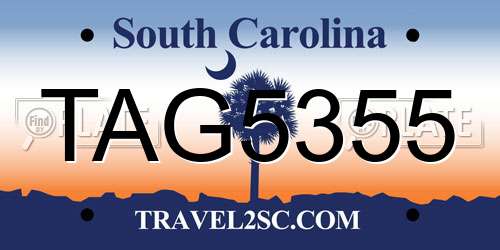 TAG5355 South Carolina License Plate