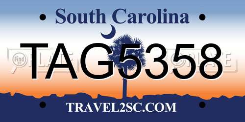 TAG5358 South Carolina License Plate